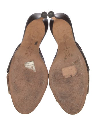 Manolo Blahnik Leather Printed Slides