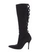 Manolo Blahnik Suede Cutout Accent Lace-Up Boots