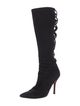 Manolo Blahnik Suede Cutout Accent Lace-Up Boots