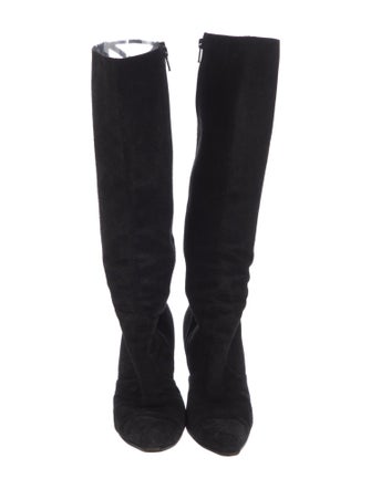 Manolo Blahnik Suede Cutout Accent Lace-Up Boots