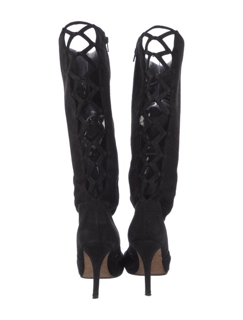 Manolo Blahnik Suede Cutout Accent Lace-Up Boots
