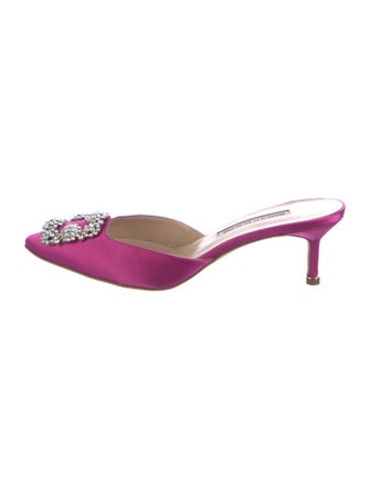 Manolo Blahnik Satin Crystal Embellishments Mules