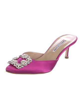 Manolo Blahnik Satin Crystal Embellishments Mules