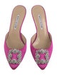 Manolo Blahnik Satin Crystal Embellishments Mules