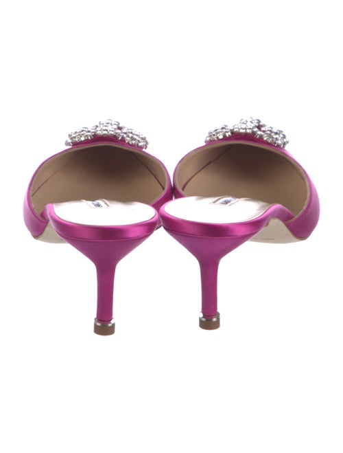 Manolo Blahnik Satin Crystal Embellishments Mules