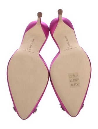 Manolo Blahnik Satin Crystal Embellishments Mules