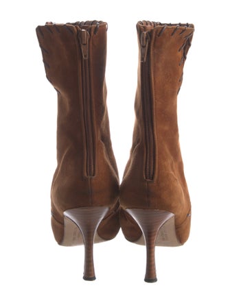 Manolo Blahnik Suede Whipstitch Trim Boots