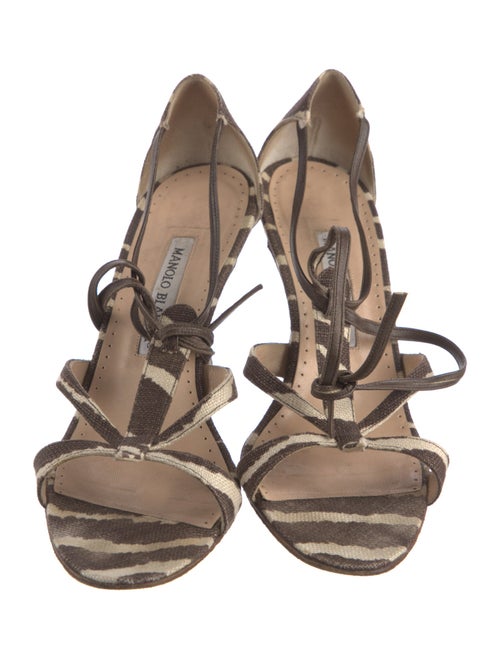Manolo Blahnik Canvas Animal Print Sandals