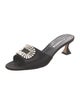 Manolo Blahnik Satin Crystal Embellishments Slides
