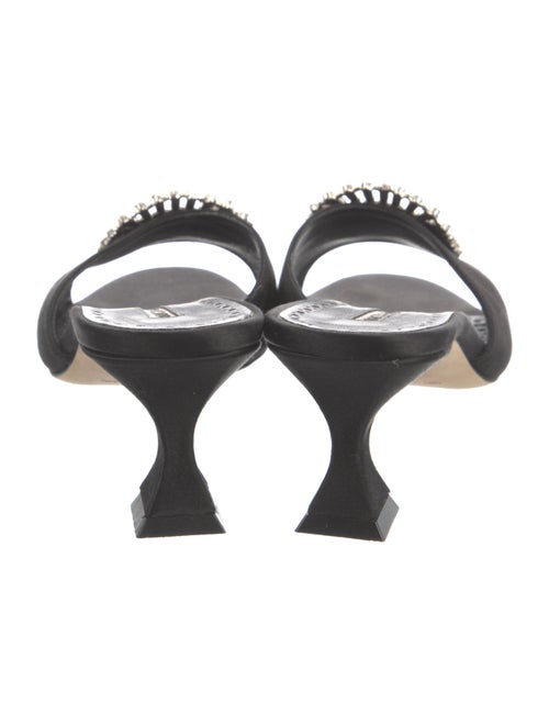 Manolo Blahnik Satin Crystal Embellishments Slides