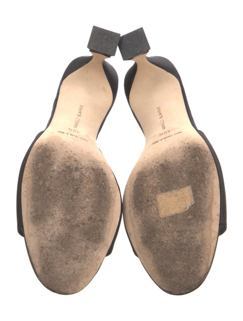 Manolo Blahnik Satin Crystal Embellishments Slides