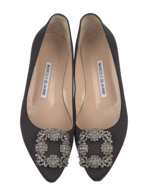 Manolo Blahnik Satin Crystal Embellishments Flats