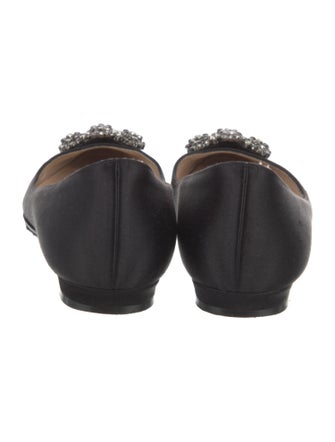 Manolo Blahnik Satin Crystal Embellishments Flats