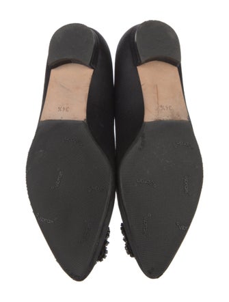 Manolo Blahnik Satin Crystal Embellishments Flats