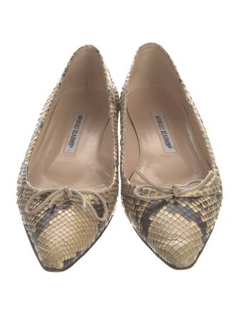 Manolo Blahnik Python Animal Print Ballet Flats