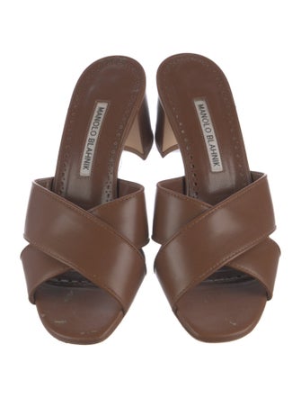 Manolo Blahnik Leather Slides