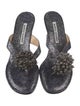 Manolo Blahnik Leather Beaded Accents Slides