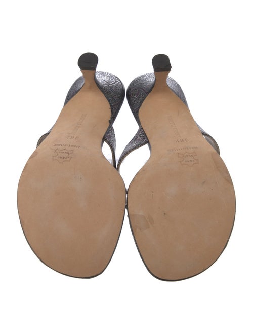 Manolo Blahnik Leather Beaded Accents Slides