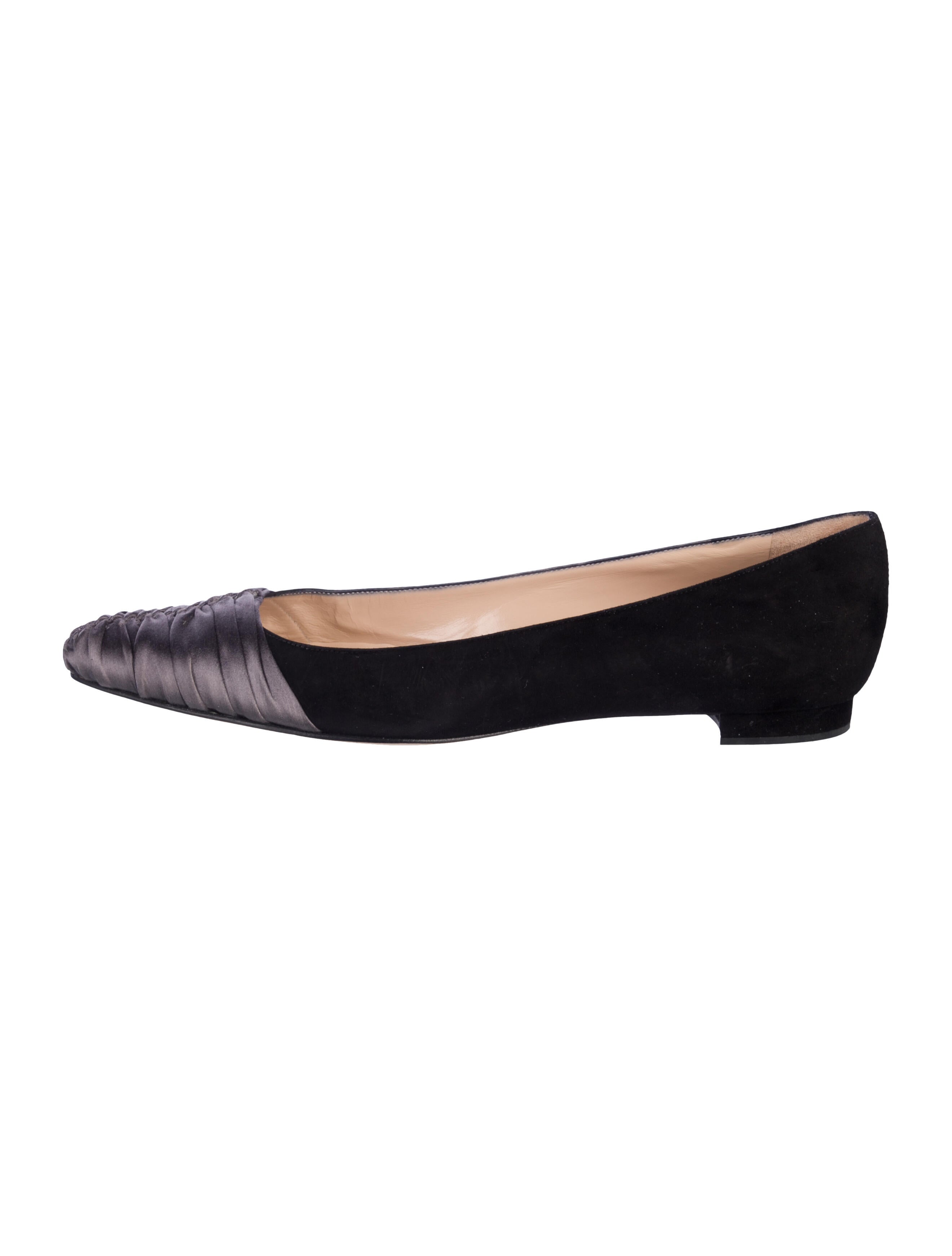 Manolo Blahnik Suede Colorblock Pattern Ballet Flats