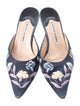 Manolo Blahnik Denim Floral Print Mules