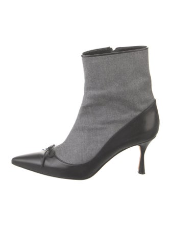 Manolo Blahnik Leather Colorblock Pattern Sock Boots
