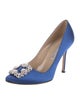 Manolo Blahnik Satin Crystal Embellishments Pumps