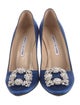 Manolo Blahnik Satin Crystal Embellishments Pumps
