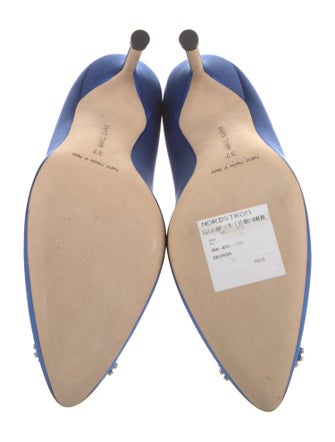 Manolo Blahnik Satin Crystal Embellishments Pumps