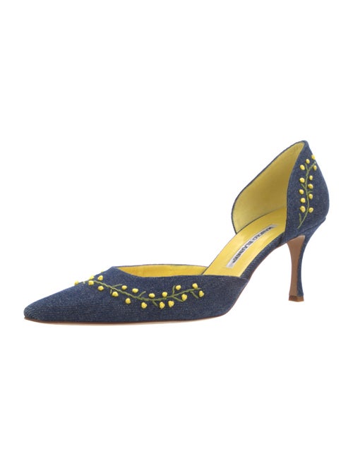 Manolo Blahnik Canvas Patterned D'Orsay Pumps