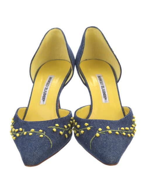 Manolo Blahnik Canvas Patterned D'Orsay Pumps