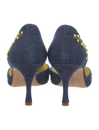 Manolo Blahnik Canvas Patterned D'Orsay Pumps