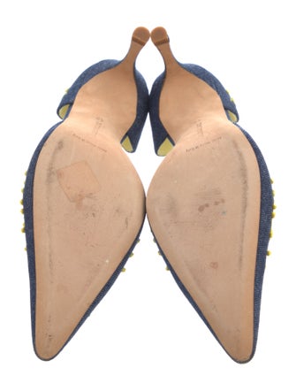 Manolo Blahnik Canvas Patterned D'Orsay Pumps