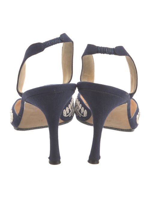 Manolo Blahnik Denim Patterned Slingback Pumps