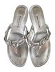 Manolo Blahnik Leather Crystal Embellishments Slides