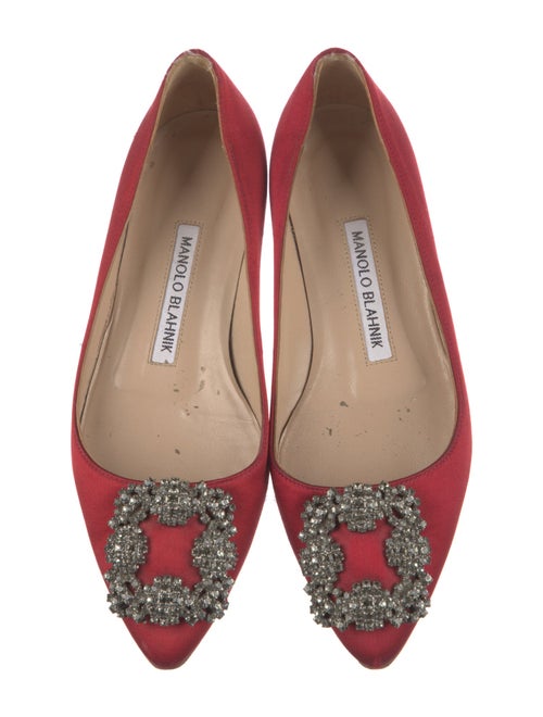 Manolo Blahnik Satin Crystal Embellishments Flats