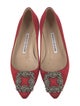 Manolo Blahnik Satin Crystal Embellishments Flats