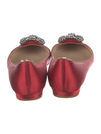 Manolo Blahnik Satin Crystal Embellishments Flats