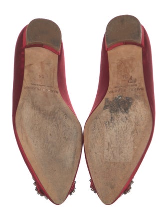 Manolo Blahnik Satin Crystal Embellishments Flats