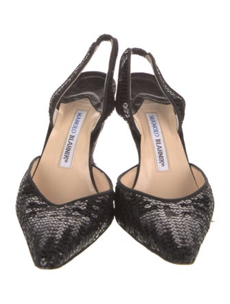 Manolo Blahnik Sequins Animal Print Slingback Pumps
