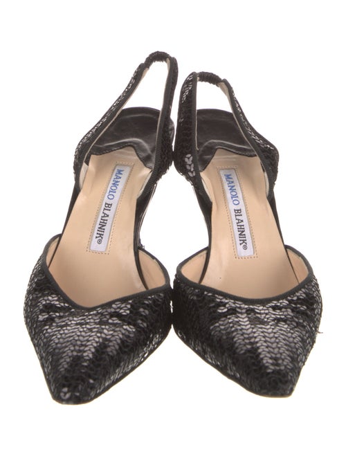 Manolo Blahnik Sequins Animal Print Slingback Pumps