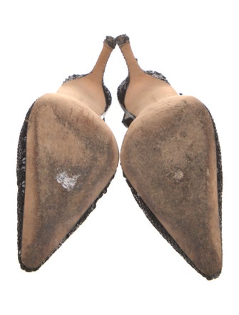 Manolo Blahnik Sequins Animal Print Slingback Pumps