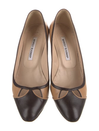 Manolo Blahnik Leather Colorblock Pattern Pumps