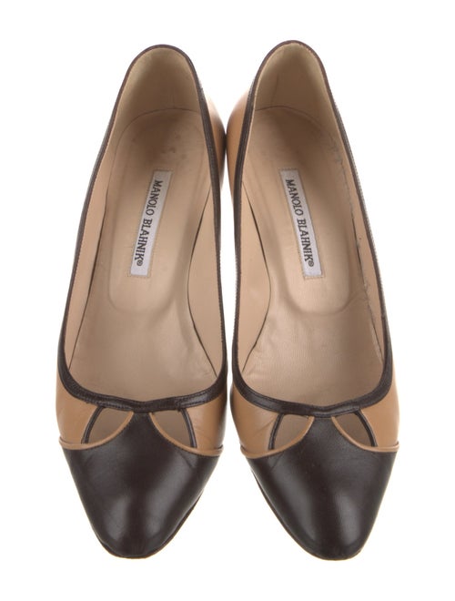 Manolo Blahnik Leather Colorblock Pattern Pumps