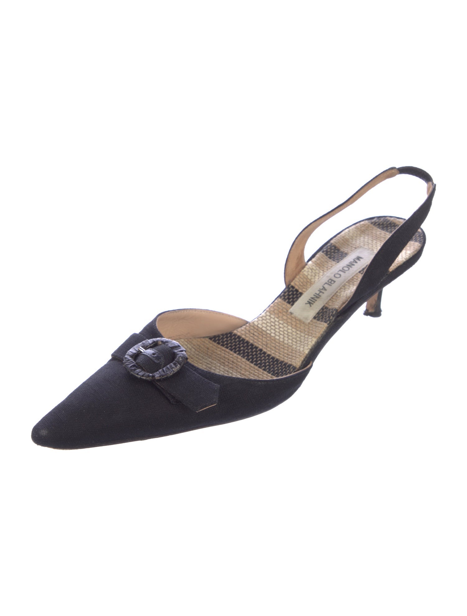 Manolo Blahnik Canvas Slingback Pumps