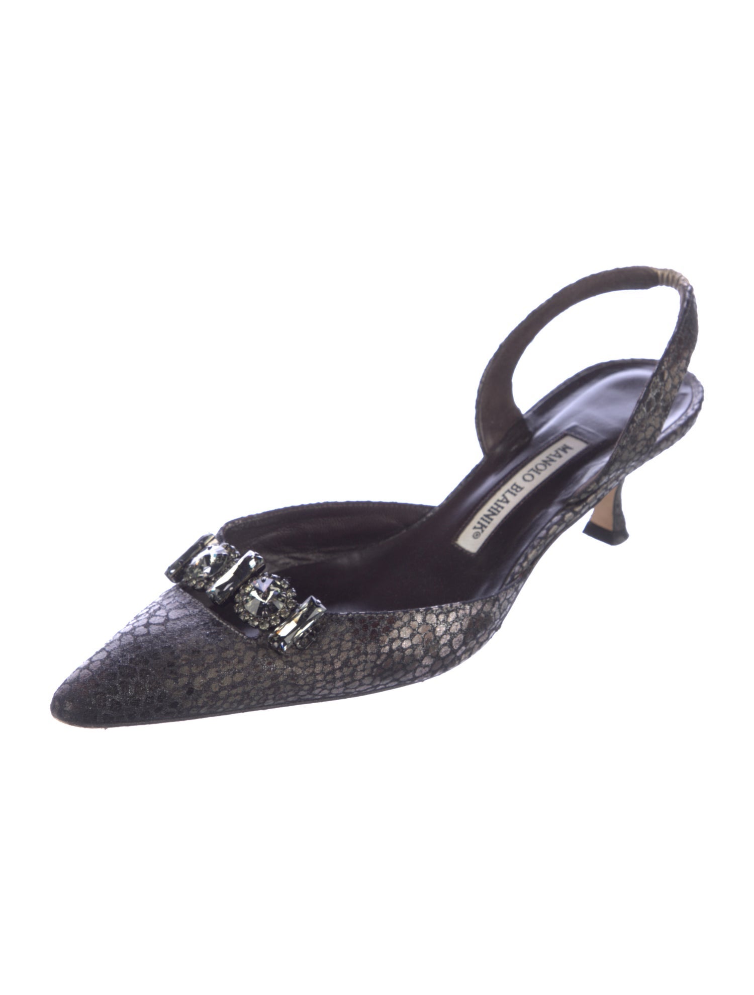 Manolo Blahnik Leather Animal Print Slingback Pumps