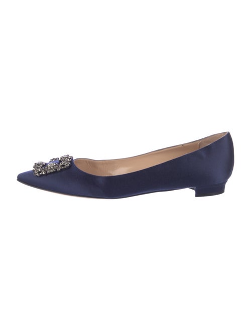 Manolo Blahnik Satin Crystal Embellishments Flats
