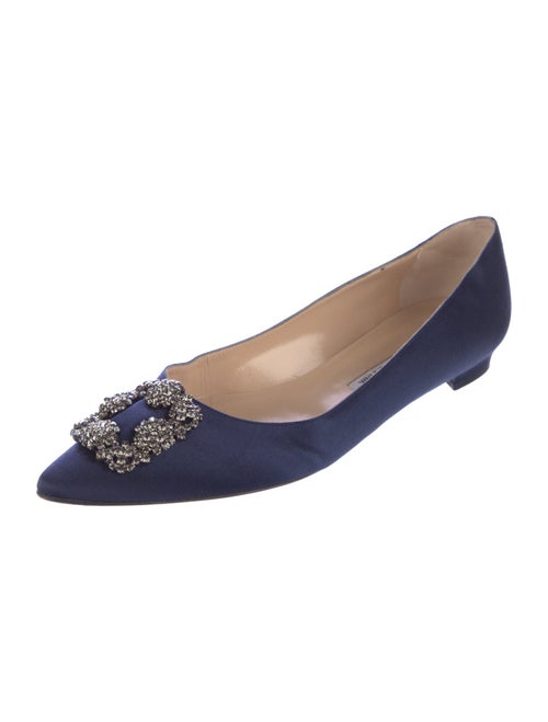 Manolo Blahnik Satin Crystal Embellishments Flats