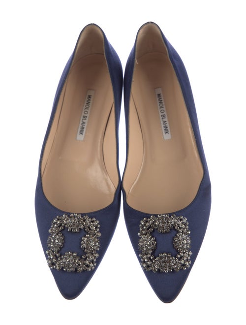 Manolo Blahnik Satin Crystal Embellishments Flats