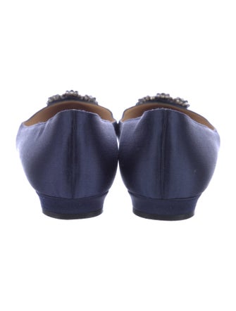 Manolo Blahnik Satin Crystal Embellishments Flats