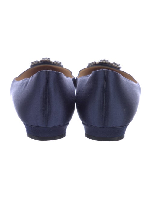 Manolo Blahnik Satin Crystal Embellishments Flats